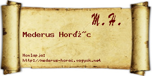 Mederus Horác névjegykártya